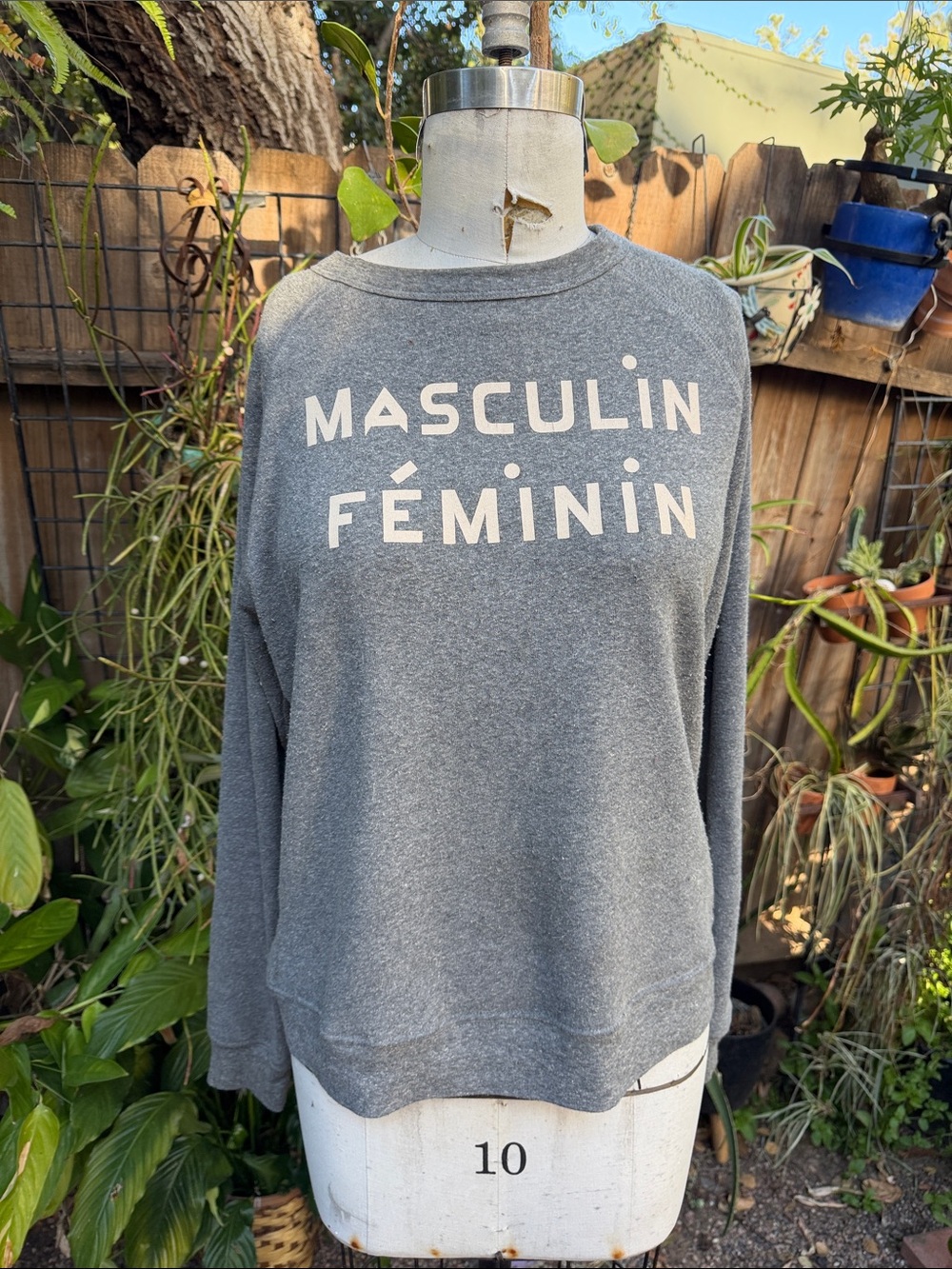 Clare V Gray 'Masculin Féminin' Crewneck Sweatshirt sz m